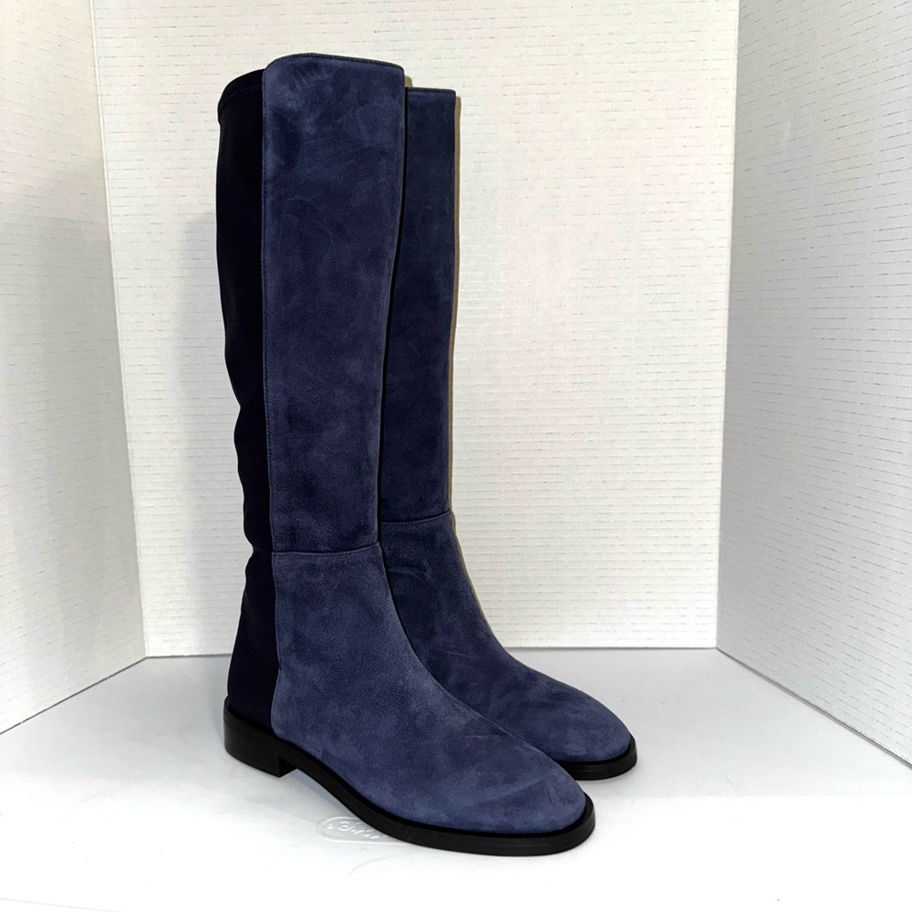 Stuart Weitzman Greer City 50/50 navy Suede Knee Boots 4.5 - Picture 2 of 6